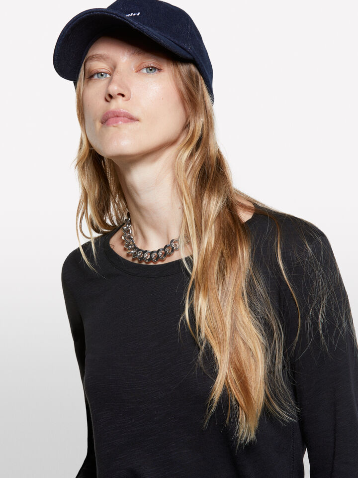 T-shirt nera a maniche lunghe - t-shirt a manica lunga da donna - Nero | Sisley image number 4